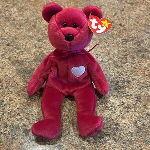 Ty Beanie Baby Valentina Bear Red With White Heart